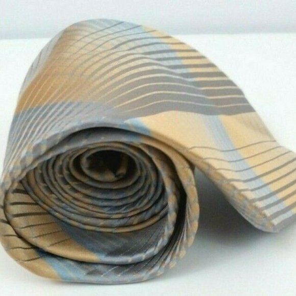 Croft and Barrow Blue Gold Geometric  Silk Tie - Picture 2 of 4